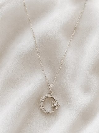 Collar Plata Ley Luna y Estrella Ajustable