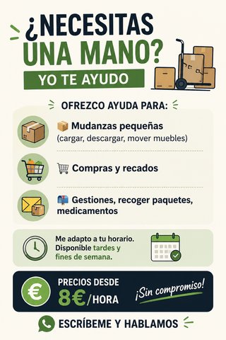 Ayuda con mudanzas, recados y compras ,domesticas