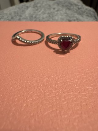 Anillo Pandora Corazón Rosa y Plata