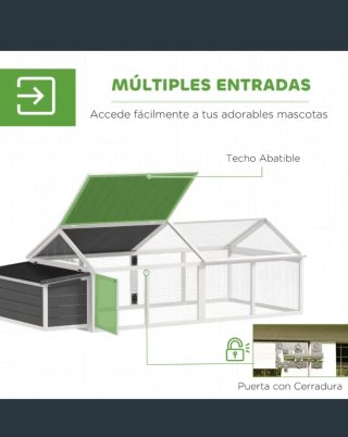 Gallinero madera y metal gris/blanco