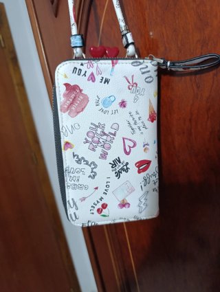 Bolso Cartera Blanco Estampado