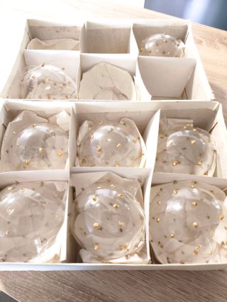 8 Bolas Navidad Cristal italiano motivos dorados