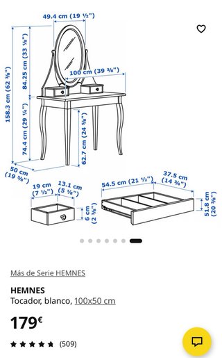 Tocador IKEA blanco y cristal