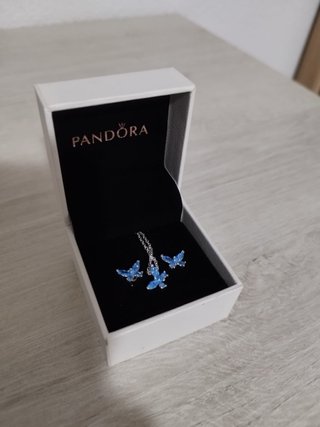 Conjunto Pandora Mariposas Azules y Plata