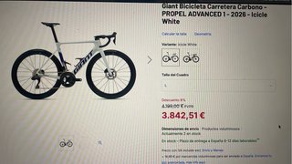 Bicicleta Giant Propel Advanced 1 Pro Talla M