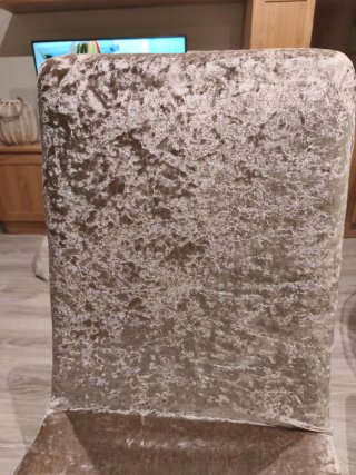 4 Fundas de silla de terciopelo beige y marrón