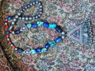 Collana Afghana Kuchi Argento Pietre Blu