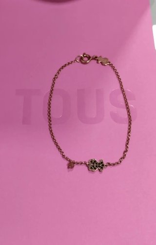 Pulsera Tous Plata Baño Oro Rosa Espinela Original