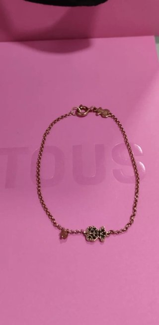 Pulsera Tous Plata Baño Oro Rosa Espinela Original