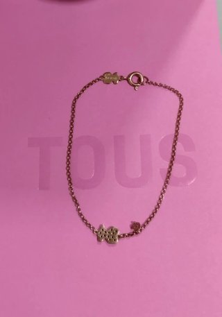Pulsera Tous Plata Baño Oro Rosa Espinela Original