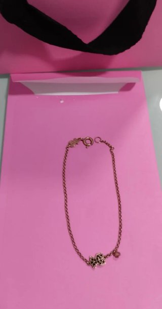 Pulsera Tous Plata Baño Oro Rosa Espinela Original