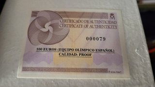 100 €  2016 Oro Equipo Olímpico Español n° 00079