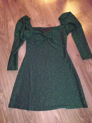 Vestido fiesta lentejuelas manga larga L