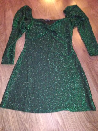 Vestido fiesta lentejuelas manga larga L