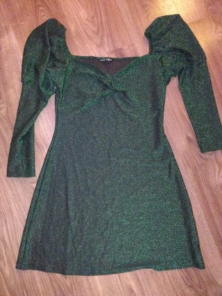 Vestido fiesta lentejuelas manga larga L