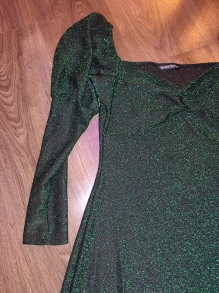 Vestido fiesta lentejuelas manga larga L