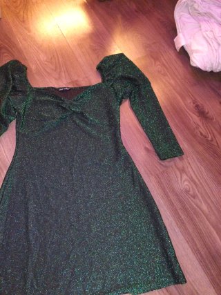 Vestido fiesta lentejuelas manga larga L