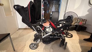 Carrito Doble Bebé Negro y Rojo