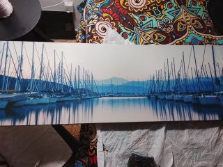 Cuadro Impreso Barcos Azul y Blanco