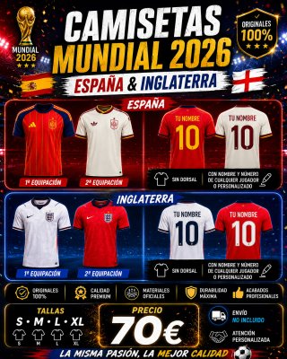 Camisetas Mundial 2026 España e Inglaterra