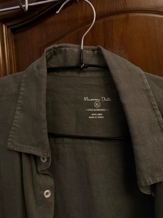Camisa verde lino Massimo Dutti