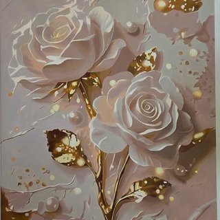 Cuadro Flores Rosas Pintado a Mano