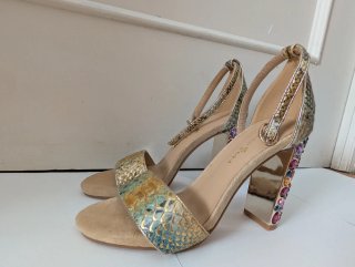 Sandalias mujer pedrería doradas talla 36