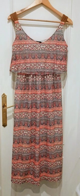 Vestido midi tirantes estampado étnico