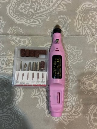 Limadora Eléctrica Uñas Rosa y Set Brocas