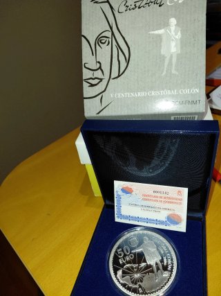 Moneda Plata 50€ Colón Descubrimiento América