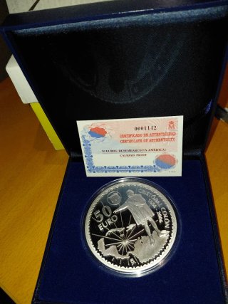 Moneda Plata 50€ Colón Descubrimiento América