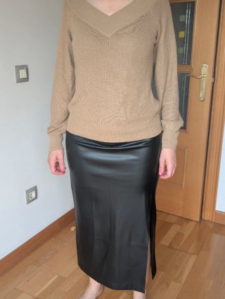 Jersey pico mujer marrón talla única
