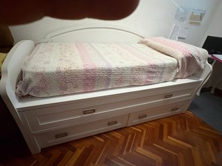 Cama juvenil con cajones blanca