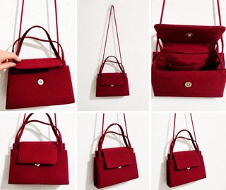 Bolso de mano rojo vino estructurado