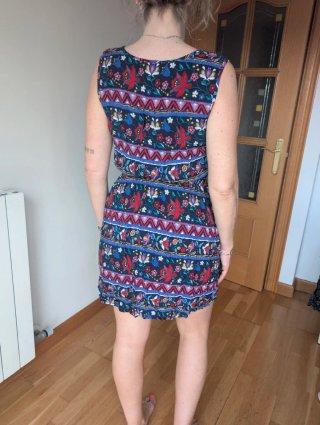 Vestido corto estampado mujer