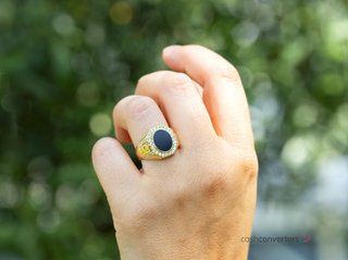 sello oro 18k con piedra