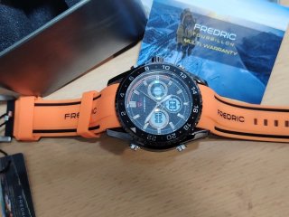 Reloj Fredric Deportivo Naranja y Plata