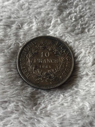 Moneda plata Francia 10 Francs 1965 Hércules