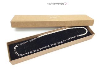 collar plata 925mm con piedra con perla 22cm