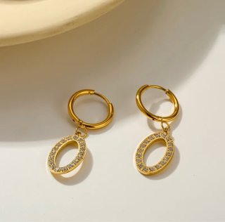 Pendientes Aro Bañados en Oro 18k con Circonitas