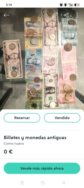 Billetes y monedas antiguas