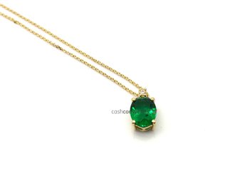 gargantilla oro 18k con piedra con circonita 22cm