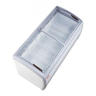 Vitrina de Helados Comercial, Congelador de Cofre de 460 L, Congelador Profundo de Cristal Móvil, Gabinete de Dipping de Gelato para Restaurante con 5 Cestas de Alambre, 2 Puertas de Cristal Desli...