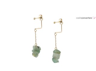 pendientes oro 18k con piedra con cuarzo