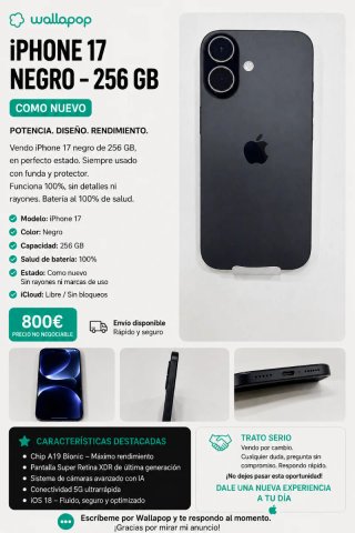 iPhone 17 Negro 256GB Como Nuevo