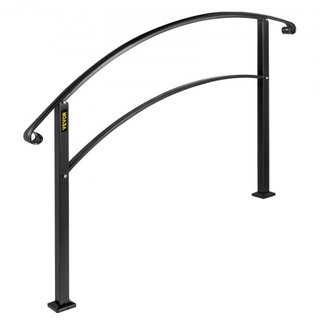 Pasamanos de 4 Pasos se Ajusta a 1 o 4 Pasos Pasamanos de Escalera Negro Mate Pasamanos de Hierro Forjado con Kit de Instalación Pasamanos para Escaleras Exteriores