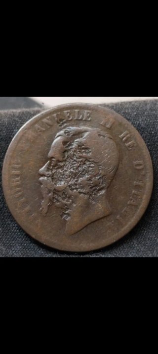 Moneda 10 Centesimi 1867 T Italia - Error Único de
