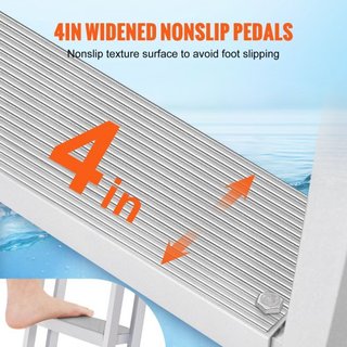 Escalera de muelle, removible de 3 pasos, capacidad de carga de 350 lbs, escalera de barco de aleación de aluminio con peldaño de 4'' de ancho y diseño de pedal antideslizante, fácil de instalar p...