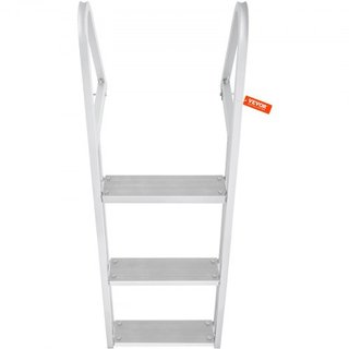 Escalera de muelle, removible de 3 pasos, capacidad de carga de 350 lbs, escalera de barco de aleación de aluminio con peldaño de 4'' de ancho y diseño de pedal antideslizante, fácil de instalar p...
