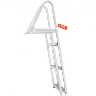 Escalera de muelle, removible de 3 pasos, capacidad de carga de 350 lbs, escalera de barco de aleación de aluminio con peldaño de 4'' de ancho y diseño de pedal antideslizante, fácil de instalar p...